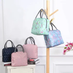 Stripes Tote Lunch Bag Factory Waterproof Flamingos Printing Tote Cooler Lunch Bag