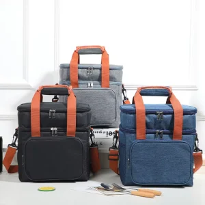Style Double-Layer Thickened Polyester Insulated Lunch Bag Bento Portable Outdoor Picnic Bag