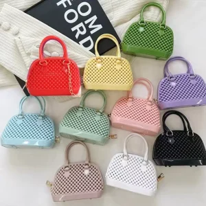 Summer Candy Color Shell Pvc Purses Chain Jelly Mini Shoulder Bag for Kids