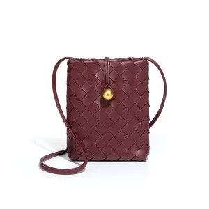 Summer Fashion Lightweight Vertical Phone Bag Practical Versatile Shoulder Crossbody Bag Casual Solid Color Handwoven Polyester
