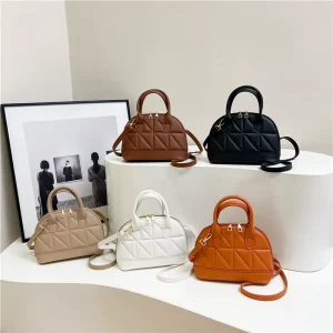 Summer Fashion Women’s New Arrival Plaid PU Handbag Simple Shoulder Crossbody Single Strap Zipper Luxurious Everyday Use