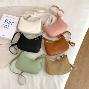 Summer Ladies Fashion Shoulder Bags PU Leather Zipper Closure Polyester Lining Portable