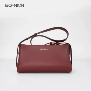 Summer New Fashion High End Red Women’s Crossbody Handbag Zipper Closure Leather Pillow Shaped Removable Shoulder Strap