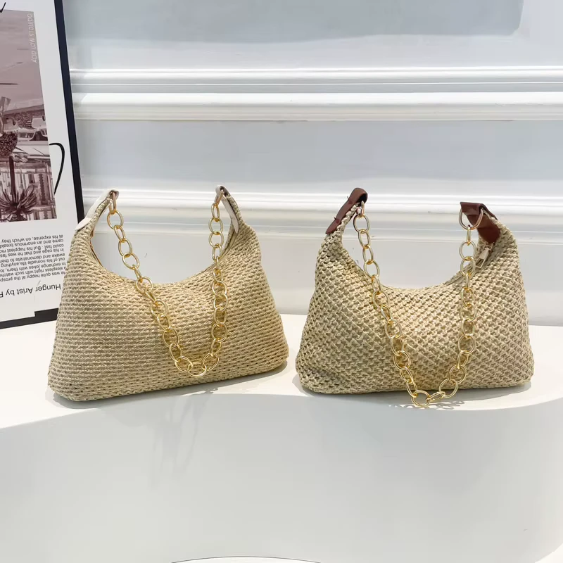 Summer New Knitted Bag for Women Fashion Retro Small Square Bag Large Capacity Shoulder Bag for Women