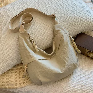 Summer New Mini Versatile Shoulder Bag Travel Crossbody Bucket Nylon Vintage Casual Lightweight Zipper Large Capacity