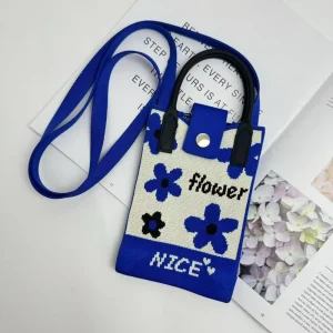 Summer New Single Hasps Closure Polyester Knitted Vintage Urban Minimalism Mobile Phone Crossbody Shoulder Bag Niche Design