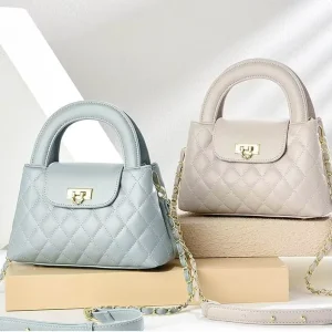 Summer Women’s Fashion Trend PU Leather Luxury Small Shoulder Crossbody Bag with Chain Waterproof and Portable