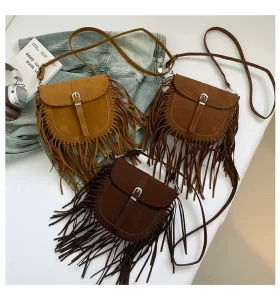 Super Popular Exquisite Small Bag for Women New Matte Saddle Tassel Bag Niche High-end Suede Crossbody Bag