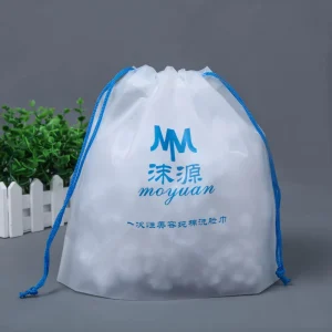 Supplier Custom Sizing LOGO Thick Plastic Frosted Disposable Face Towel Packing Drawstring Storage Bag for Clothing