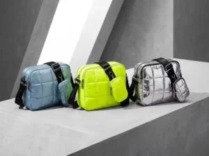 Techwear Quilted Crossbody Bag Women Sport Nylon Sling Bag with Detachable Pouch Waterproof Chest Pack