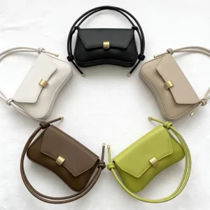 Textured Vintage Handbag for Women New Retro Underarm Shoulder Crossbody Bag with Chains Two Straps PVC Lining Waterproof
