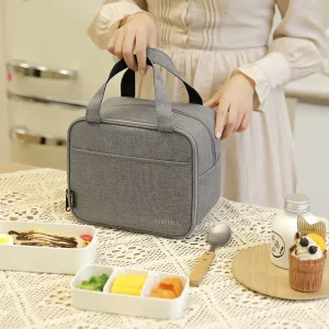Thermal Insulation Bento Lunch Box Bag with Zipper Closure Waterproof Leakproof Thickened Aluminum Lining for Student Office Use
