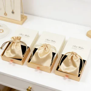 Thick 8*10cm Silk Satin Velvet Dustproof Cosmetic Bag Drawstring for Gems Jewelry Elegant Ribbon Gift Pouch
