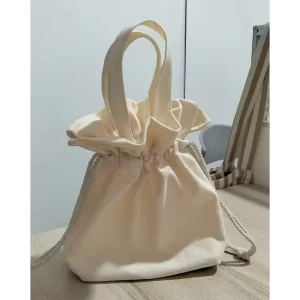 Thick Canvas Draw Cord Zipper Sealed Shopping Bag Foldable Wear Resistant Beach Camping School Unisex Daily Storage Hand Pouch