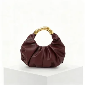 Thick Metal Handle Pu Leather Tote Bags for Women Luxury Niche Design Hobo Bag Women Handbag Pleated Stylish Cloud Bag