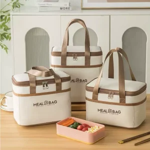 Thickened Aluminum Foil Lunch Bag with Handles Insulated Food Container for Office Workers Leakproof Easy to Clean
