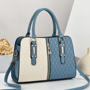 Top Handle Large Capacity Women’s Bag Handbags for Ladies Zipper Patchwork Tote Bags