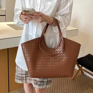 Tote Bag Cross border Womens Handbag Large capacity Light luxury Professional grade Premium Feel Single shoulder PU Plaid