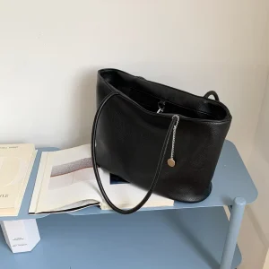 Tote Handbag Women’s New Casual Simple Versatile Large Bag Solid Color Fashion Large Capacity Shoulder Bag Women’s Bag