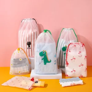 Transparent Garment Bag PE Bundle Pocket Plastic Cosmetic Waterproof Bundle Pocket Dust Proof Packaging Drawstring Storage Bag
