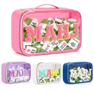 Transparent PVC Mahjong Tile Storage Bag Waterproof Zipper Pouch Large Capacity Eco Friendly Durable American Entertainment