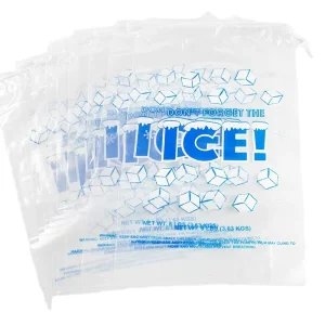Transparent Plastic Drawstring Ice Bag Custom logo Printed clear Ice Storage Bag 10 kg