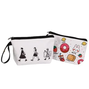 Travel Cosmetic Bags Small Makeup Pouch Zipper Canvas Pencil Case Pen Bag