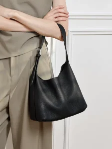 Trend Minimalist Genuine Leather Hobo Bag for Women Premium TC Grained Top Layer Cowhide Shoulder Bag Large Capacity Tote