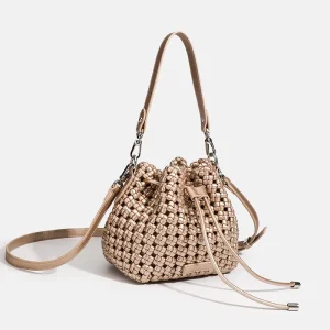 Trending Exquisite Handmade Woven Bags Bucket Shape Double Shoulder Straps Comfortable Designer Luxury Handbags for Women