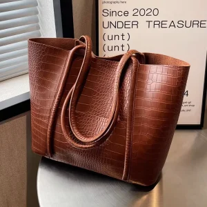 Trendy Bag Fall Winter Women Large Capacity Sets Stone Printing Ladies Fashion Big Tote Bags crocodile PU Leather Handbags