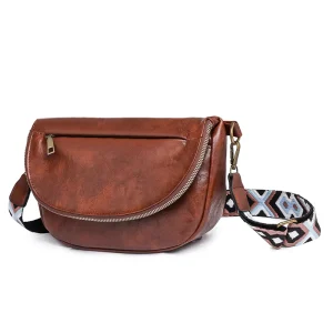 Trendy European American Retro Single Shoulder Crossbody Bag For Women Casual Polyester Chest Bag Zipper Fashionable Foreign