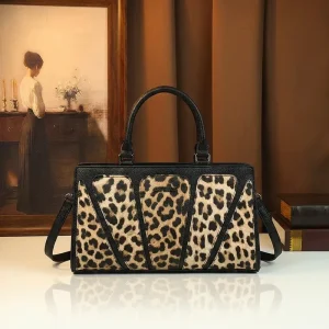 Trendy Leopard Print Women Handbags Custom Logo Sexy Animal Pattern PU Shoulder Bags Elegant Ladies Crossbody Bag