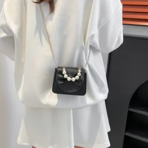 Trendy Women’s PU Shoulder Crossbody Bag Magnetic Button Closure Simple Casual Bow Knot Single Shoulder