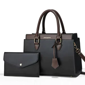 Two piece New Simple Large Capacity Zipper Square Shape Handbag Polyester Lining One shoulder Diagonal Cross border Bag