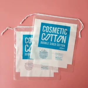UniOne CPE Material Reusable Frosted Plastic Bag Easy Open Drawstring Cotton Pad Packaging Bag for Cosmetic Store