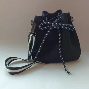 Unisex Lady Crossbody Bags Drawstring Closure Crossbody Straps Shoulder Bucket Large Capacity Bows Pattern Polyester