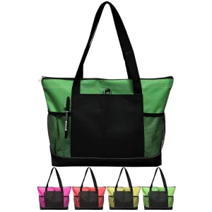 Unisex Outdoor Tote Bag with Zipper Closure Durable Portable Soft Polyester Single Strap Large Capacity Shoulder Pockets