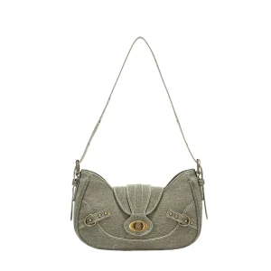 Unisex Punk Flap Shoulder Bag, Button Closure, Multiple Pockets, Polyester, 1L Capacity
