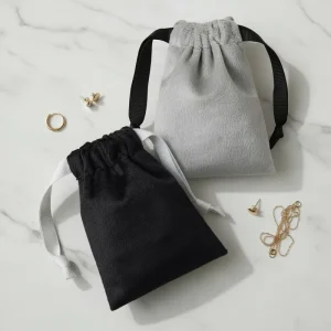 Velvet Drawstring Bag Small Rectangle Fashionable Soft Packaging Jewelry Storage Customizable Printed Logo
