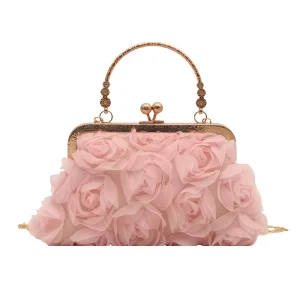 Versatile High Looking Women’s Evening Bag Fashion Chain Bag Fairy Rose Flower Internet Celebrity Popular Polyester Handbag