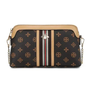 Vintage Bee Shoulder Purse for Women Classic Pattern Camera Bag Leather Chain Messenger