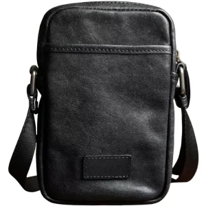 Vintage Eco friendly Genuine Leather Lightweight Zipper Closure Customizable Unisex Mini Crossbody Sling Bag Waterproof Sport