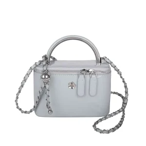 Vintage Ladies Small Square Shoulder Bag with Zipper Closure Polyester Lining Daily Use for Young Women