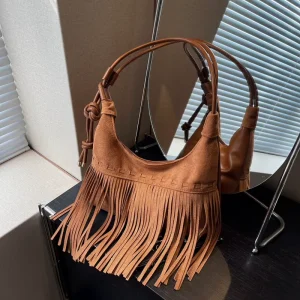 Vintage PU Leather Boho Tassel Bags Women Handbags Ladies Western Fringe Crossbody Bag