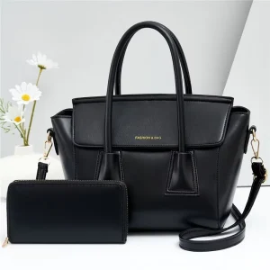 Vintage PU Leather Women’s Tote Hand Bags and Purse Set Shoulder Bag Ladies Handbag