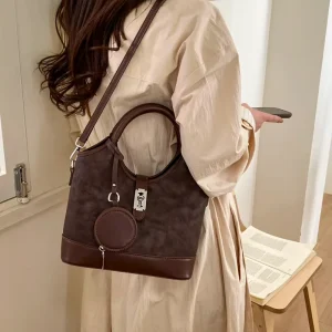 Vintage PU Texture Women Bucket Bag Retro Floral Print Handbag Elegant Heart Shaped Tote Luxury Designer Crossbody Hobo Bag