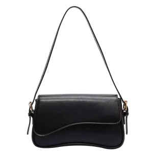Vintage Solid Color Small Square Crossbody Underarm Bag with ZIP Closure Multi functional Simple Design Leather Spring Single