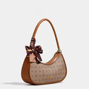 Vintage-style Women’s Fashionable Printed Pattern PU Zipper Closure Shoulder Bag