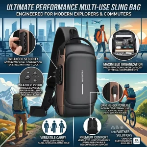 Waterproof Anti Theft Men’s Sling Chest Bags With USB Multi-function Travel Men’s Messenger Cross Body Bag For Men