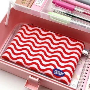 Waterproof Canvas Cartoon Print Pencil Case Zipper Closure Large Capacity Stationery Organizer for School Office